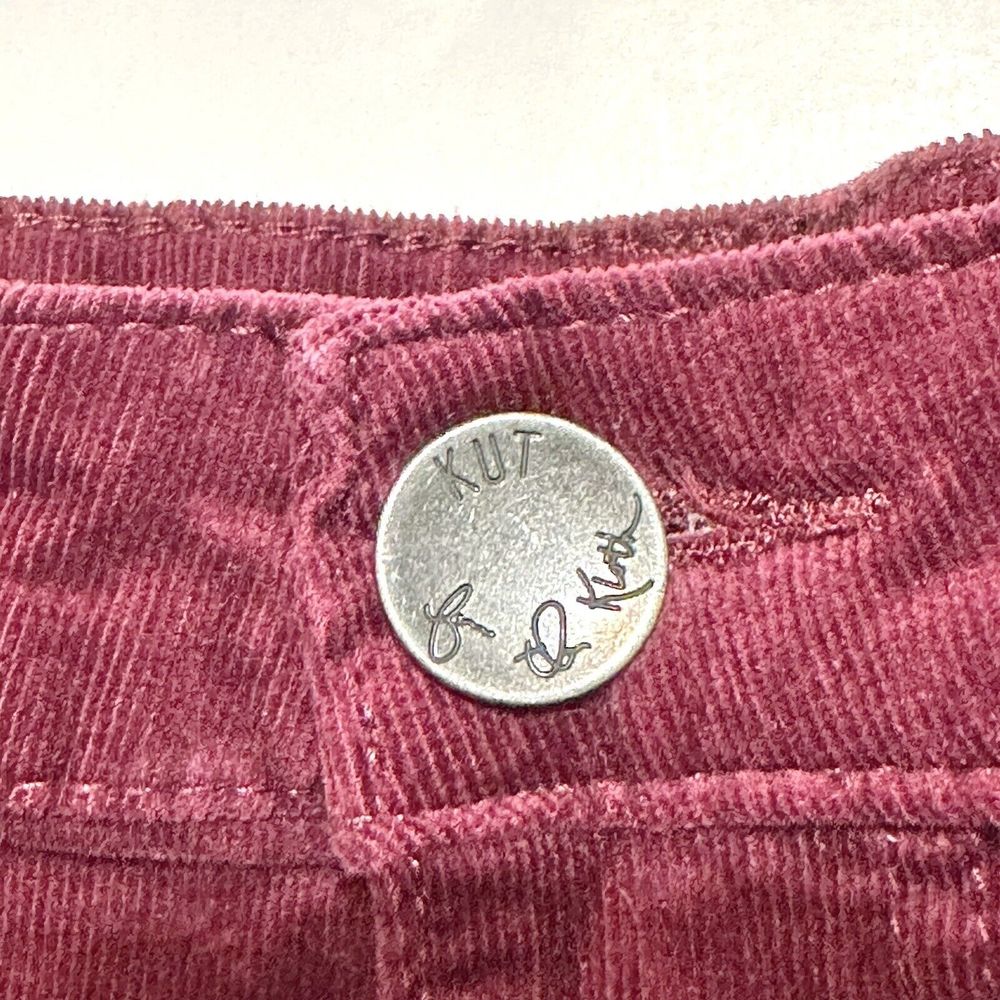 KUT FROM THE KLOTH pants women Size 12 Diana Skinny Corduroy Jeans burgundy red - Picture 16 of 16